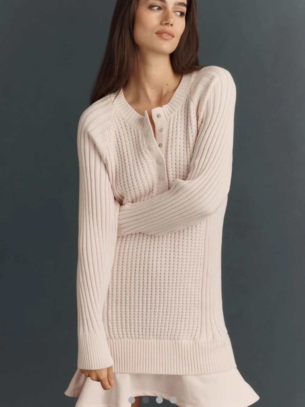 Anthropologie Daily Practice Soft Pink Knit Henley Mini Dress NWT - Picture 3 of 5